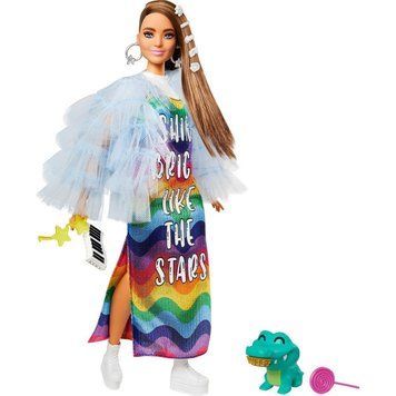 Лялька Barbie Extra #9 &mdash; Модниця у райдужній сукні (GYJ78) GYJ78 фото