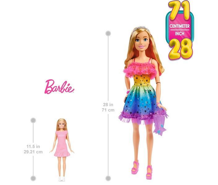 Велика лялька Барбі Модна подружка в райдужній сукні 71 см &mdash; Barbie Large 28-inch (HJX98) HJX98 фото